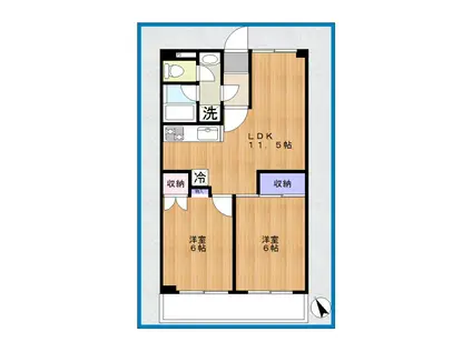 第一大幸ビル(2LDK/4階)の間取り写真