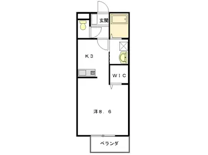 ガレッタ椋本(1K/1階)の間取り写真