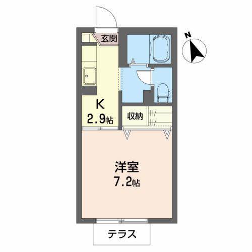 ディアス・クレストA(1K/1階)の間取り写真