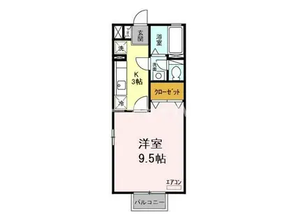 サンフィール B(1K/2階)の間取り写真