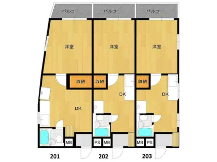 テラス安井(1DK/2階)の間取り写真