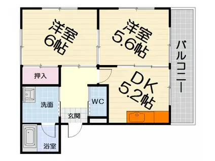 PINE LAND(2DK/2階)の間取り写真