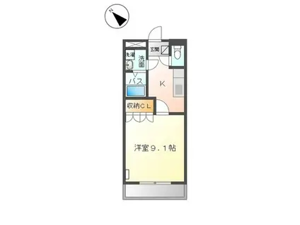 ブルーサンズセントラル(1K/2階)の間取り写真