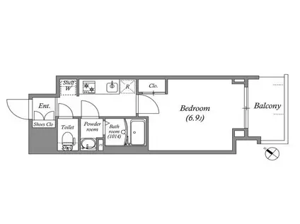 ジェノヴィア神戸湊川公園(1K/12階)の間取り写真