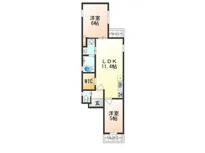 京都グランデ五番館(1LDK/2階)の間取り写真