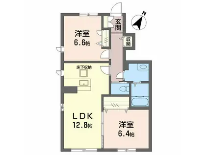 マリ・ソル若葉 A棟(2LDK/1階)の間取り写真