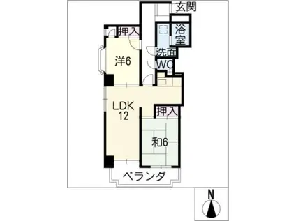 サンアド・テシガワラビル(2LDK/7階)の間取り写真