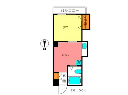 第2太陽コーポ(1DK/4階)の間取り写真