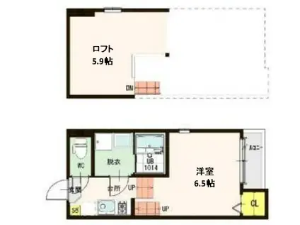 KMDハウス(1K/2階)の間取り写真