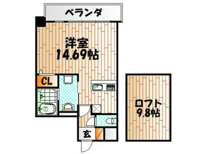大八ビル(ワンルーム/8階)の間取り写真