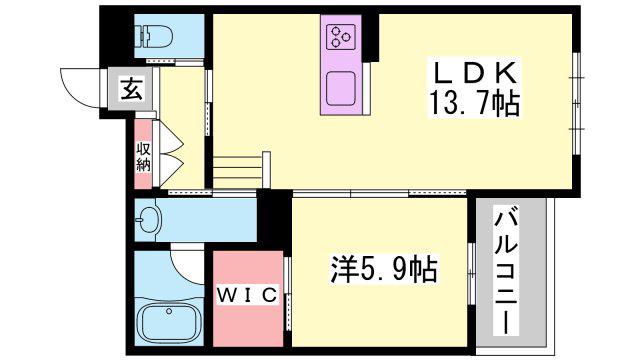 ル ソレイユ(1LDK/2階)の間取り写真