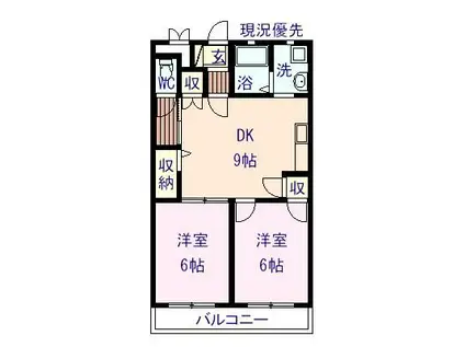 メゾンさとう(2DK/1階)の間取り写真