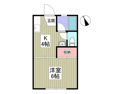 弥生コーポ A棟(1K/2階)の間取り写真