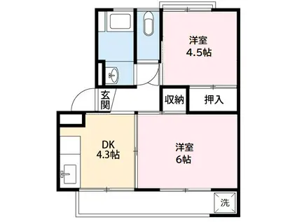 レジデンスさくら(2DK/3階)の間取り写真