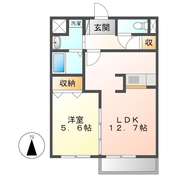 アーバン(1LDK/1階)の間取り写真