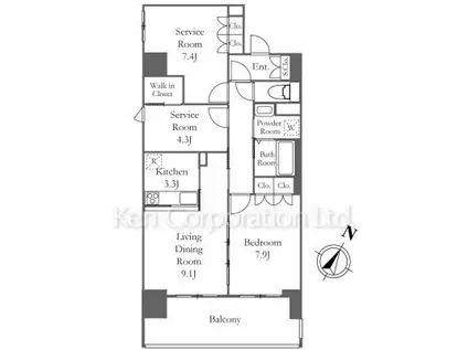 リーラ横浜川和町(1LDK/4階)の間取り写真