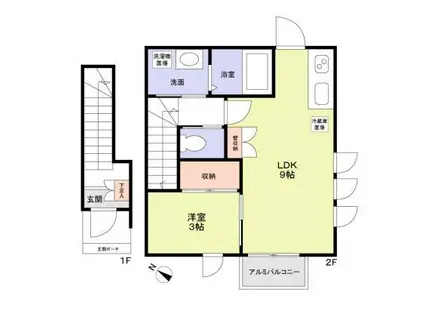 プレジオSOMEYA(1LDK/2階)の間取り写真