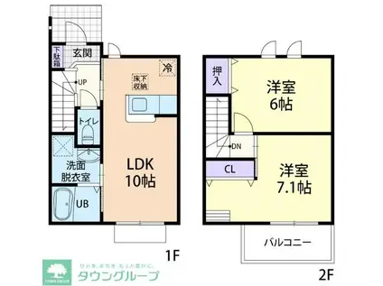 MILLENNIUM TOWN II A棟(2LDK/1階)の間取り写真