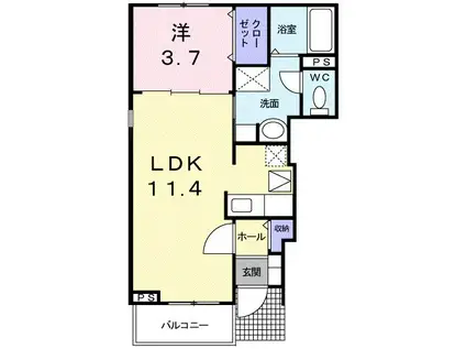 モダンアーク B(1LDK/1階)の間取り写真