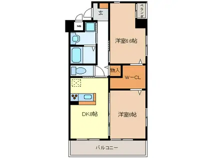 栗真MSビル(2DK/8階)の間取り写真