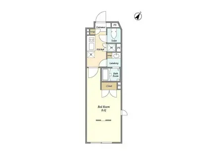 LA PERLA SASAZUKAII(1K/3階)の間取り写真