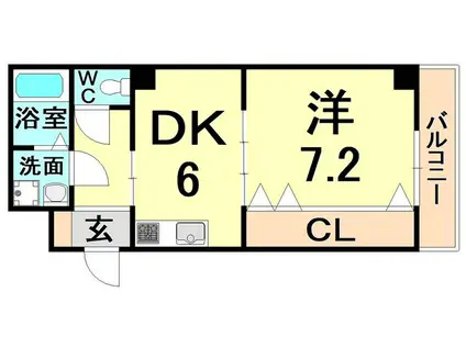 プロスパー尼崎(1DK/3階)の間取り写真