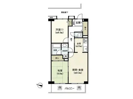 黒松シティハウス(2LDK/2階)の間取り写真