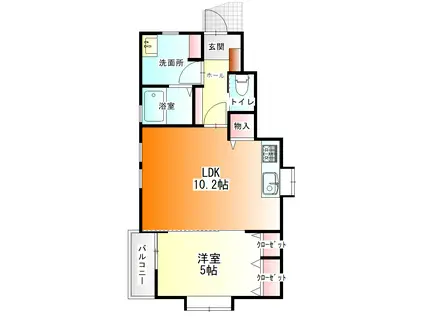 トリアノン(1LDK/2階)の間取り写真
