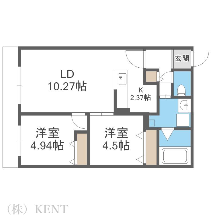 S-RESIDENCE医大南ALTIER(2LDK/1階)の間取り写真