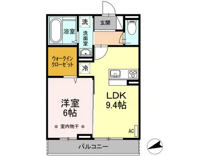 グリーンヒルズ VI(1LDK/2階)の間取り写真