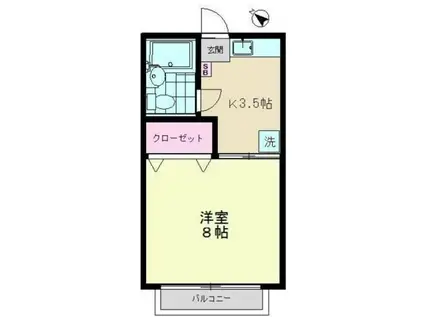 グリーンハイム烏山(1K/1階)の間取り写真