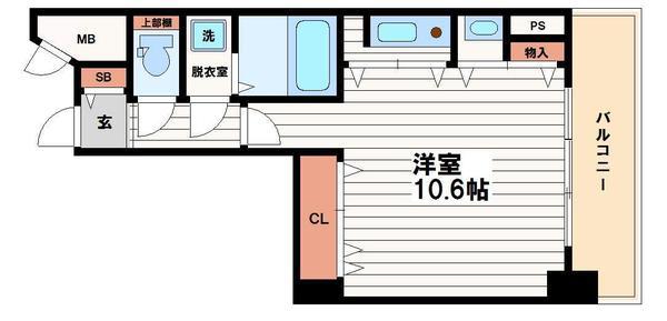 リーガル北心斎橋(ワンルーム/10階)の間取り写真