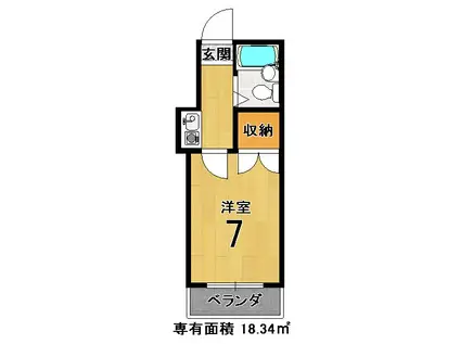 サンハイム宇治(1K/2階)の間取り写真