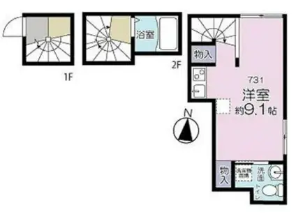 BIG APPLE 新宿ウエスト(ワンルーム/2階)の間取り写真