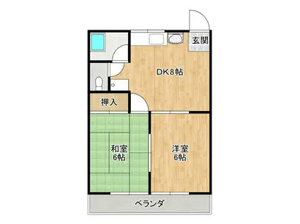 ハイツ古田(2DK/1階)の間取り写真