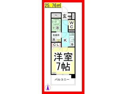 SF アジル湘南(1K/8階)の間取り写真