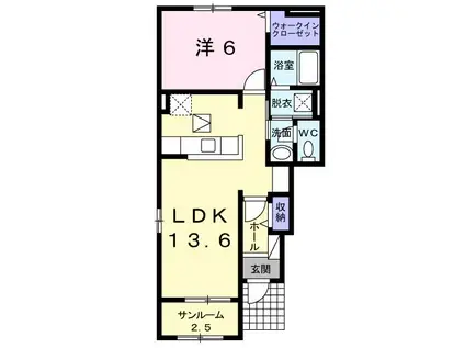 グランパール富里七栄 II(1LDK/1階)の間取り写真