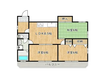 サンパティーク条南(3DK/2階)の間取り写真