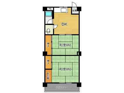 浜甲子園シーサイドマンション(2DK/2階)の間取り写真