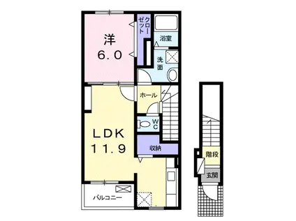 コートヤードIV(1LDK/2階)の間取り写真