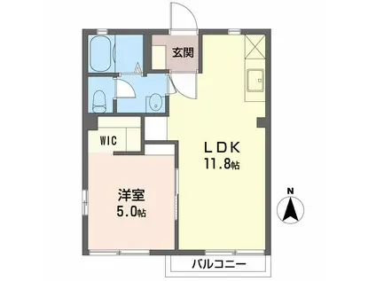 ハイブリッジ西原 A セ(1LDK/1階)の間取り写真