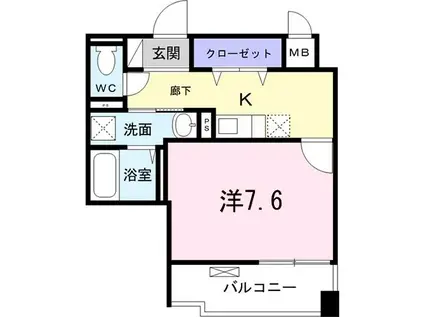 クレシア横浜山手(1K/5階)の間取り写真