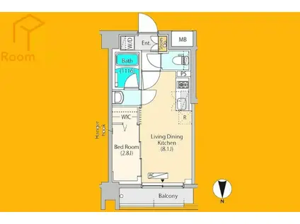 中野新橋レジデンス(1LDK/2階)の間取り写真