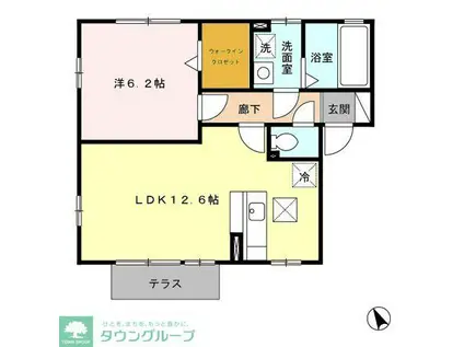 フレスカII(1LDK/1階)の間取り写真