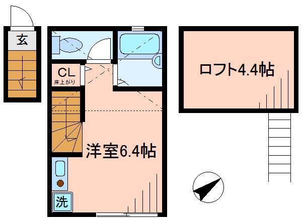 バーミープレイス平井(ワンルーム/2階)の間取り写真