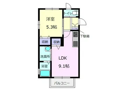 メゾンシュシュ(1LDK/1階)の間取り写真