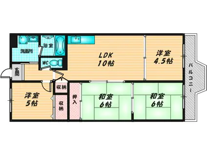 メゾン大邦(4LDK/4階)の間取り写真