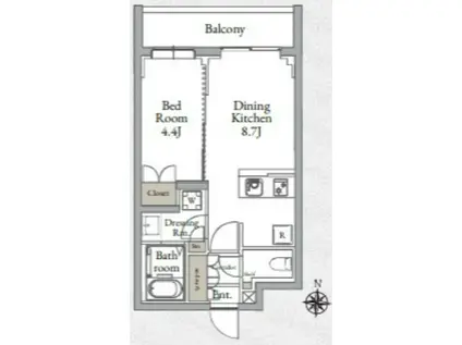 LIVE CASA千鳥(1DK/2階)の間取り写真