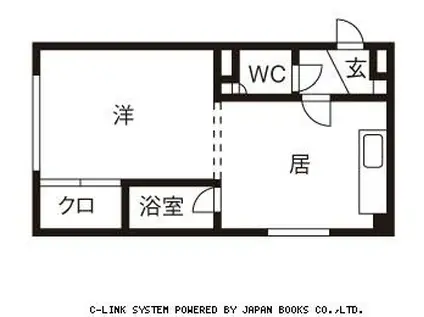 ハーベストII(1DK/3階)の間取り写真