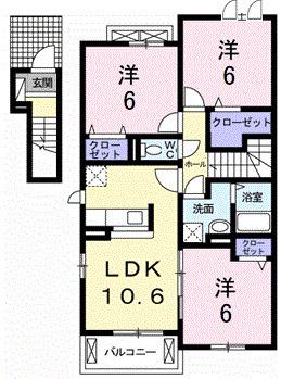 レクイアーレ72 C(3LDK/2階)の間取り写真